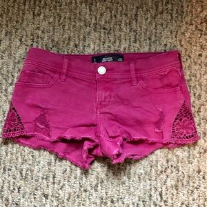 Hollister Red Lace Low Rise Jean Shorts